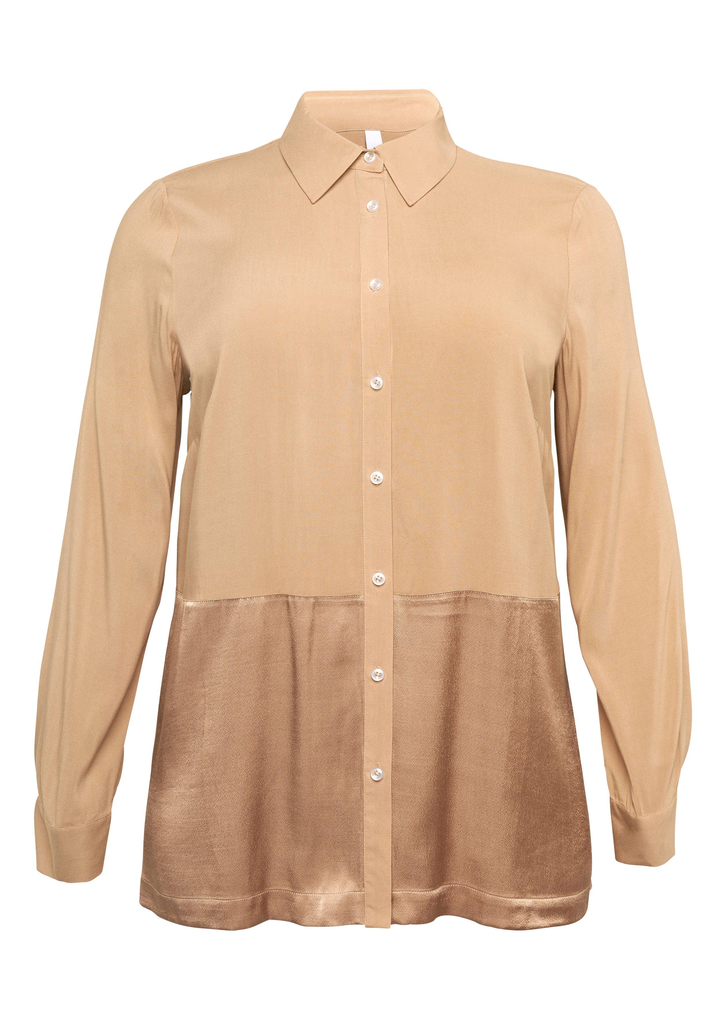 Longbluse im Materialmix, in A-Linie