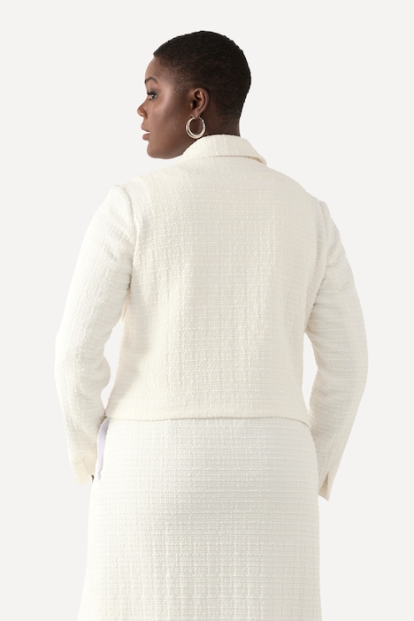Bouclé-Jacke, Hemdkragen, Acetatfutter