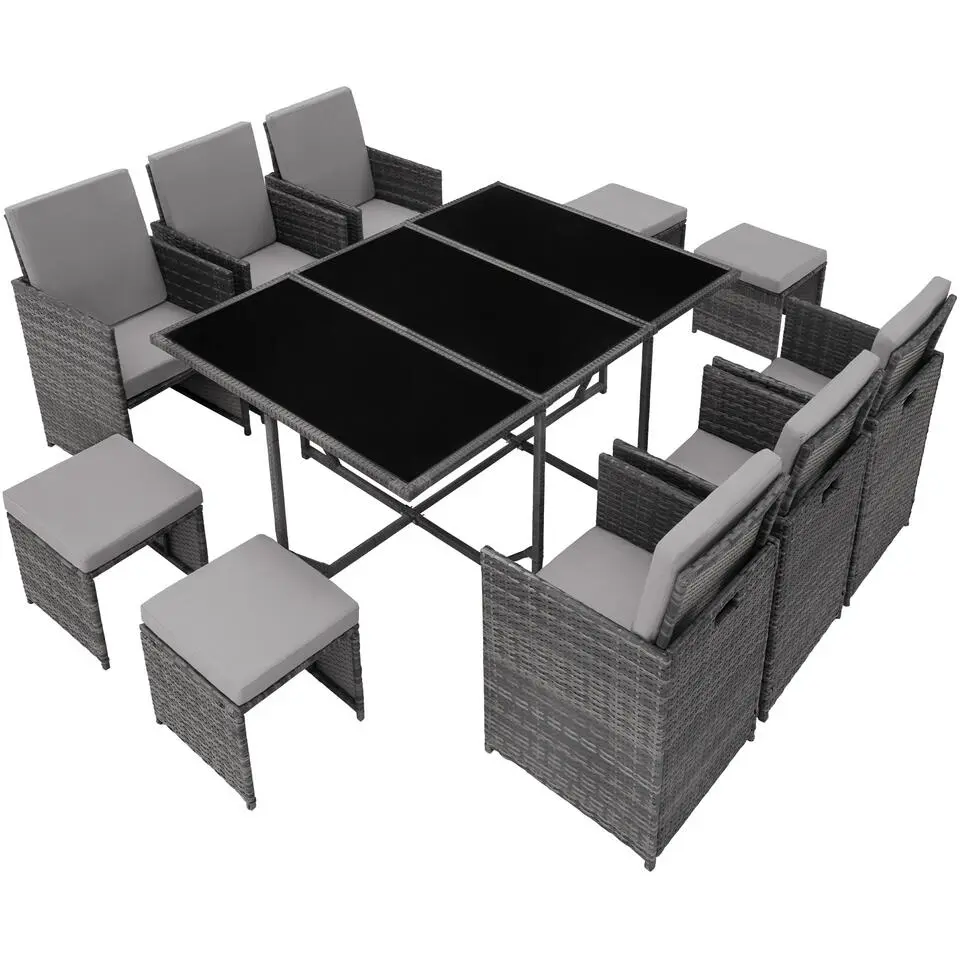 tectake - tuinset Malaga - wicker - grijs