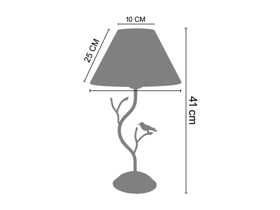 Lampe de chevet arbre métal gris 41 cm.