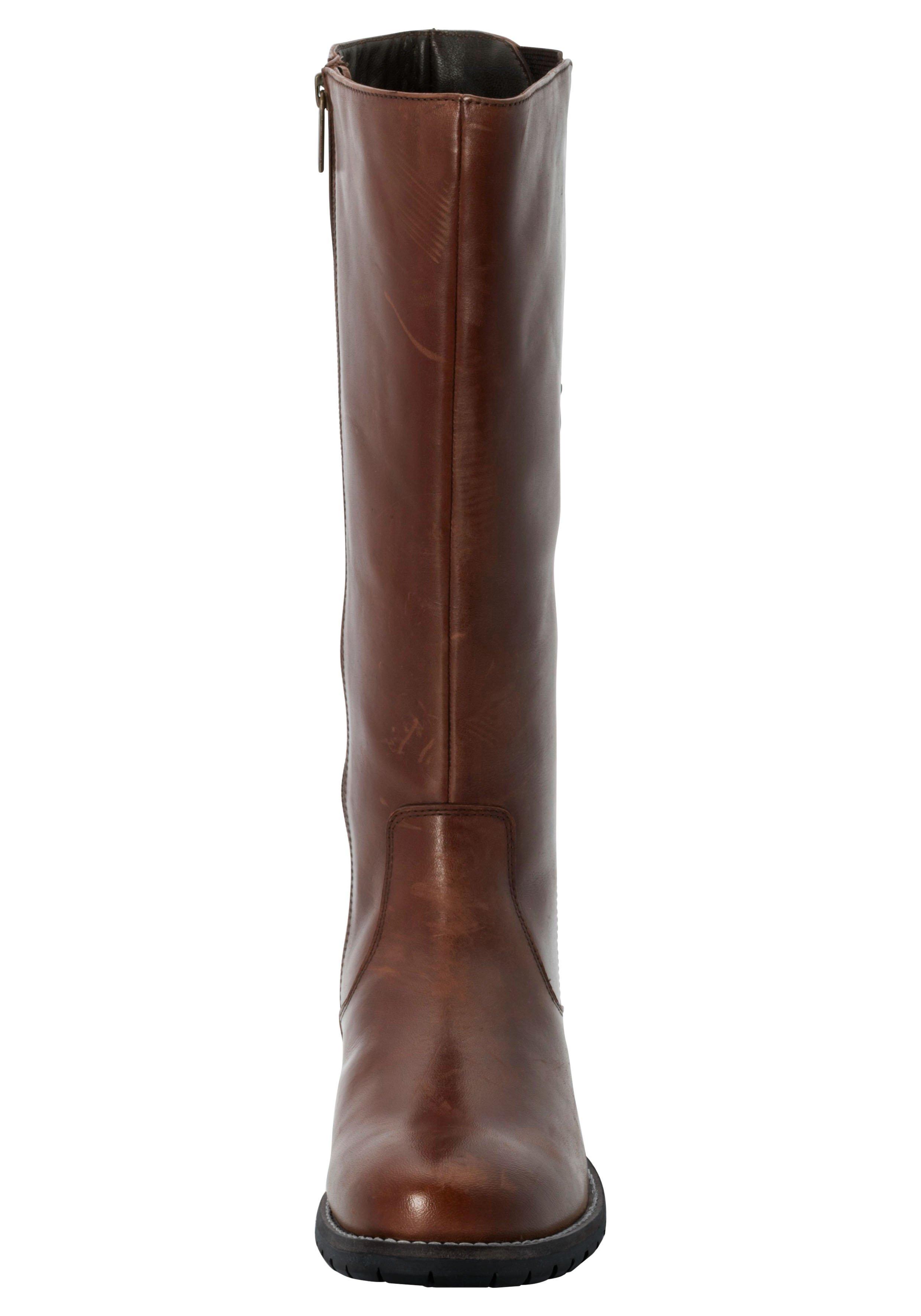 Weitschaftstiefel aus Leder mit Zierreißverschluss