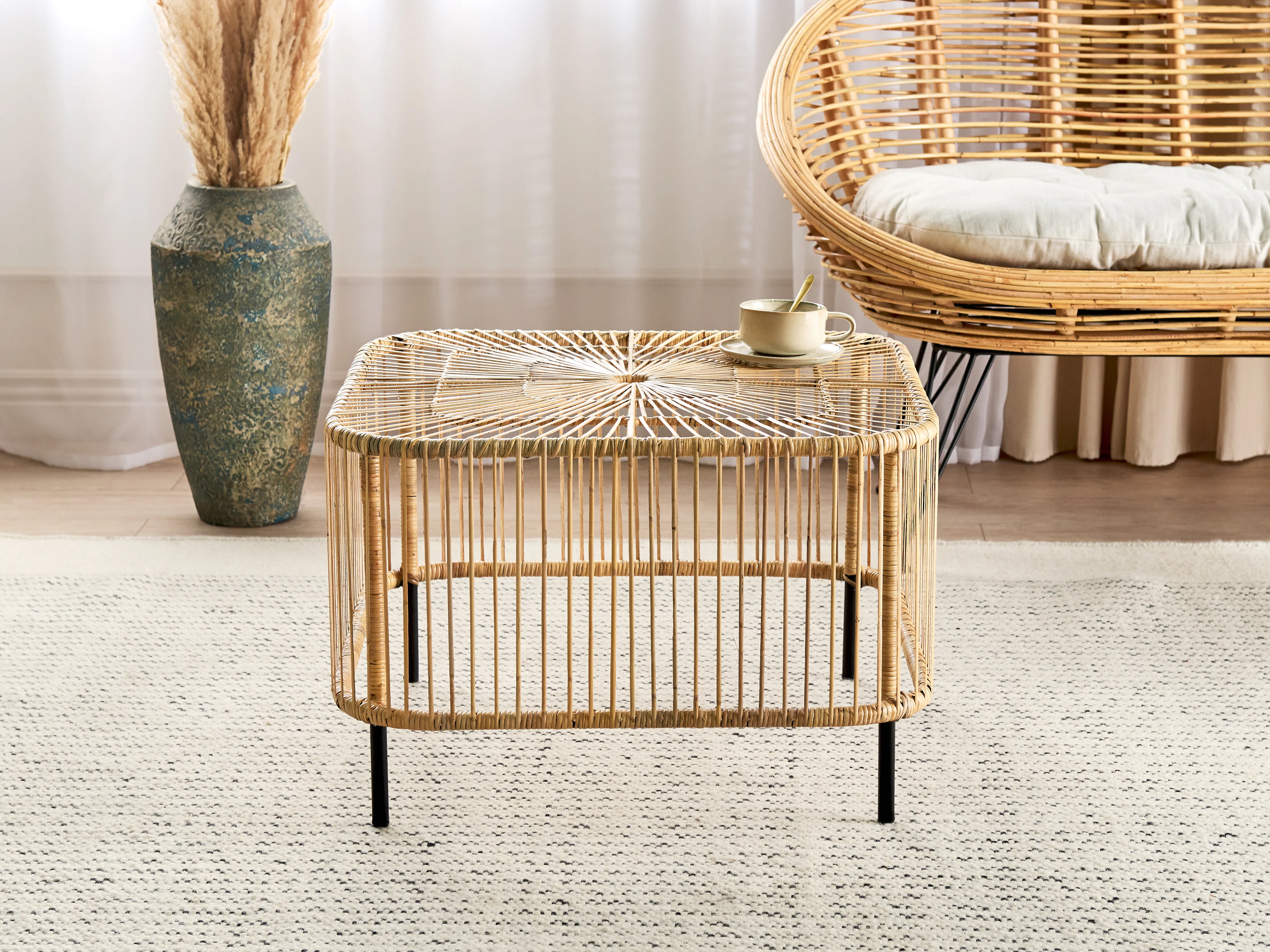 Tuin salontafel CESENATICO 67 cm 67 cm Rotan Natuurlijk