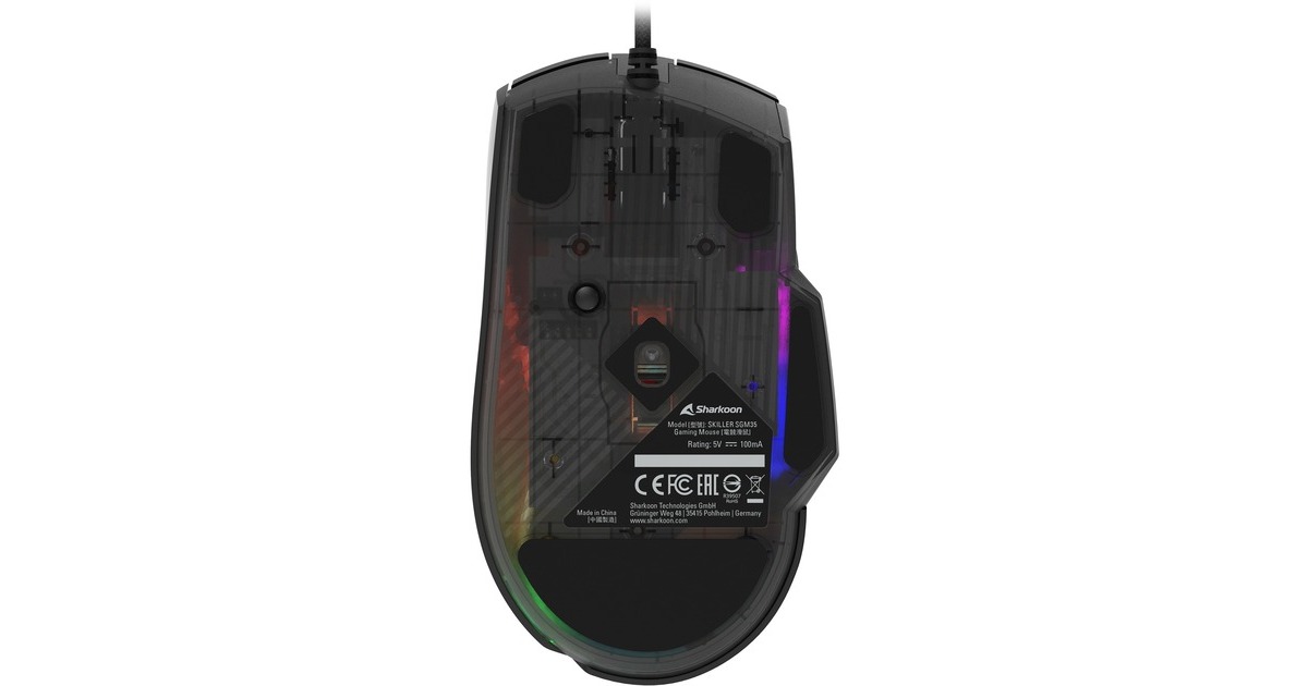 SharkoonSKILLER SGM35 gaming muis  (Zwart, 400 - 6400 dpi, RGB leds)