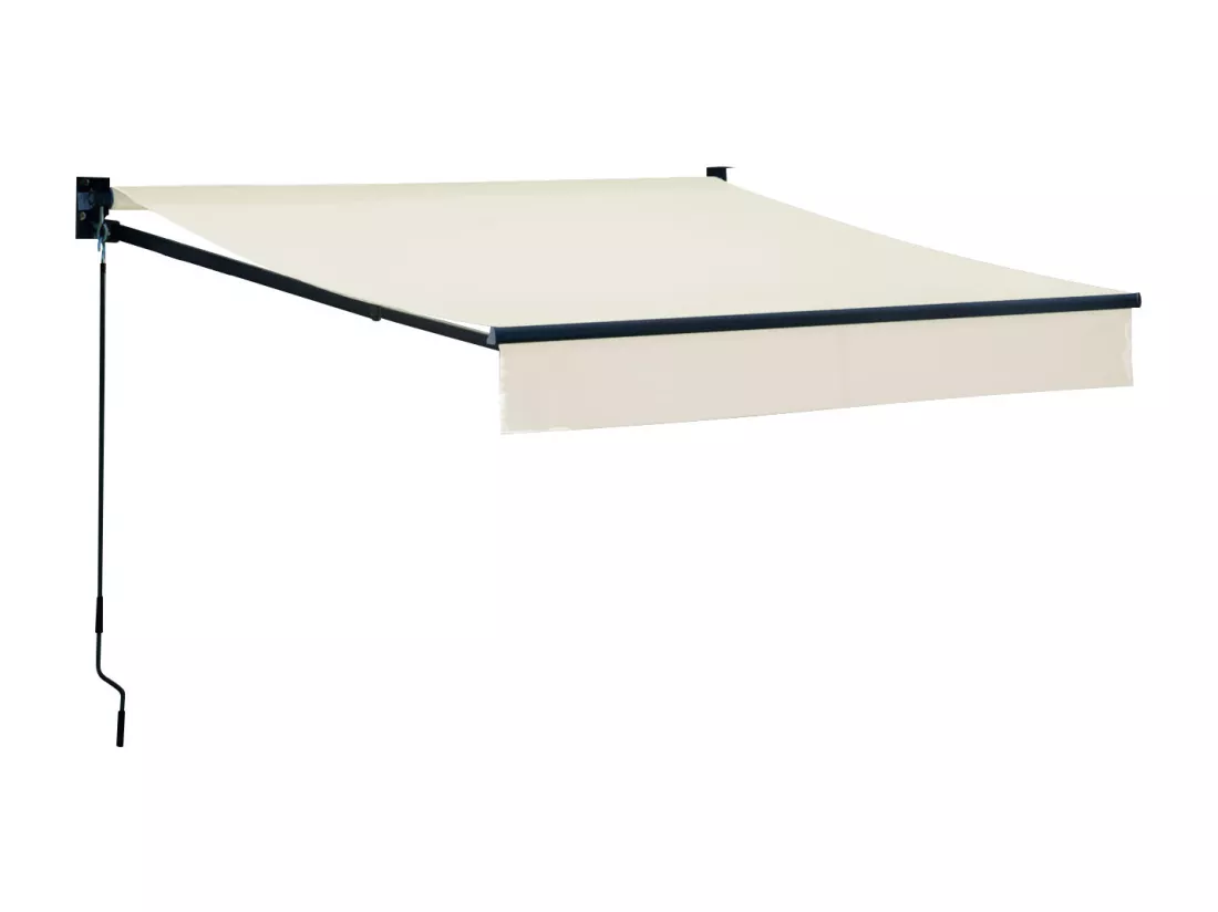 Store banne SAULE 2,5 × 2m - Toile beige et structure grise - HAPPY GARDEN