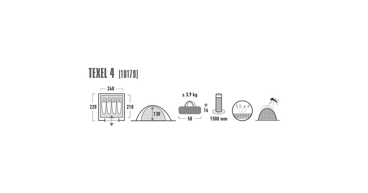 High PeakTunneltent Texel 4  (Blauw/grijs)