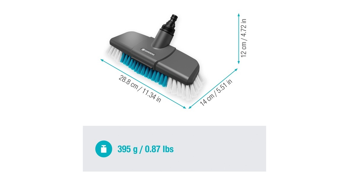GARDENACleansystem steelborstel hard wasborstel  (Grijs/turquoise, 18816-20, werkbreedte 27cm)