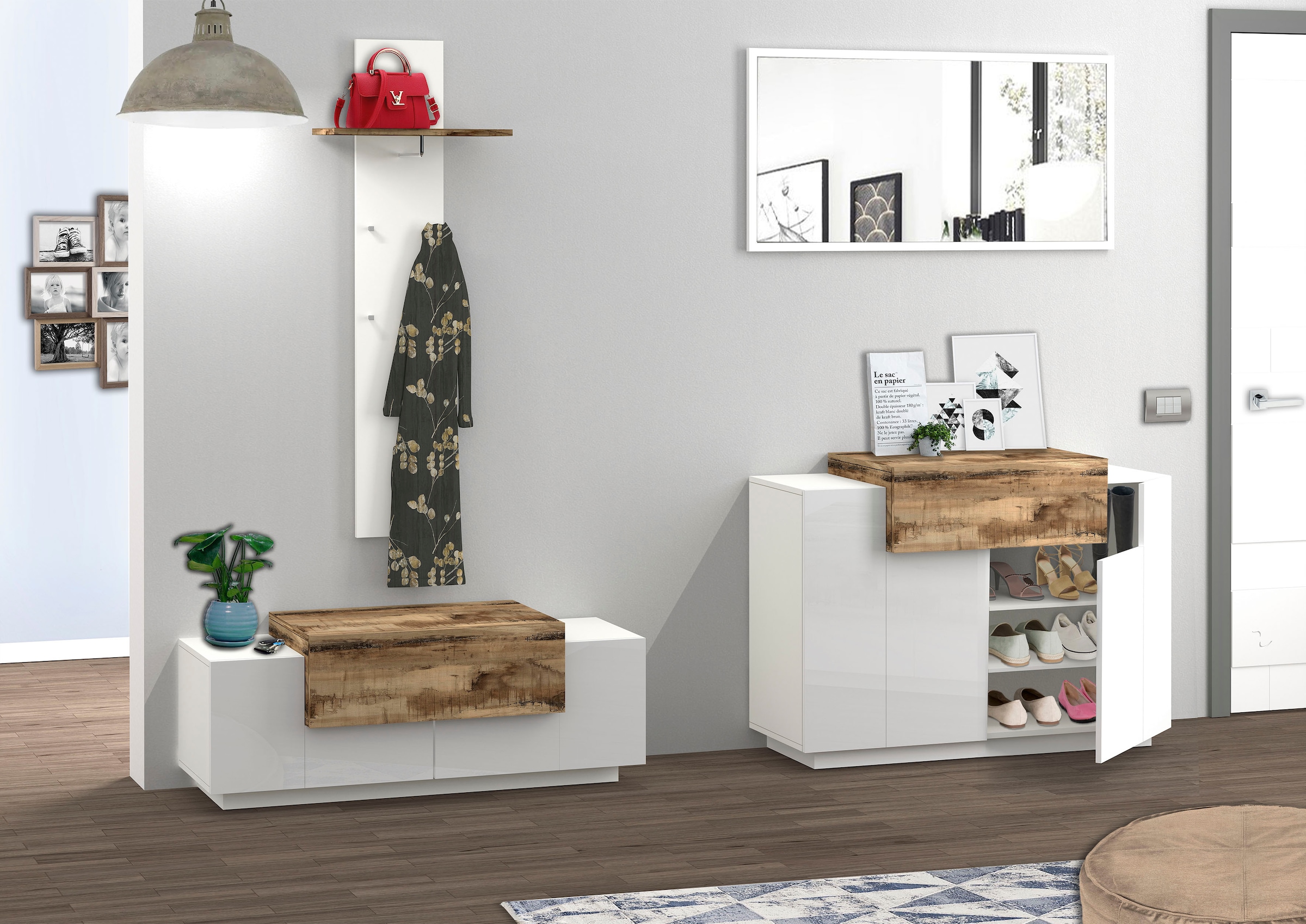 INOSIGN Schuhschrank »Coro, Schuhschrank, Schuhkommode, Schuhregal grifflos Doppeltiefe« 2 Türen, 1 Klappe, 7 Fächer, Hochglanz Fronten, Breite 120