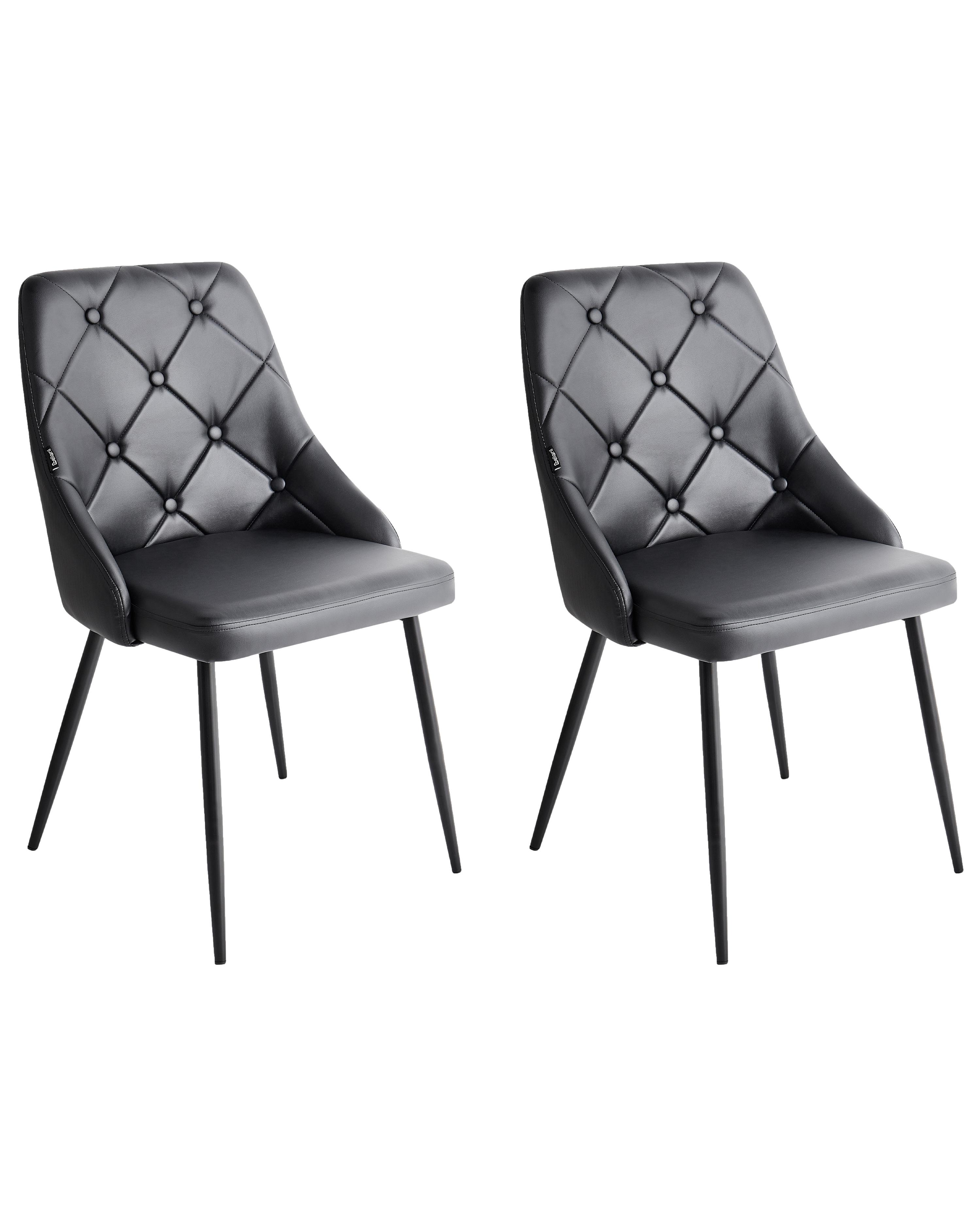 Set van 2 eetkamerstoelen VALERIE Kunstleer Zwart