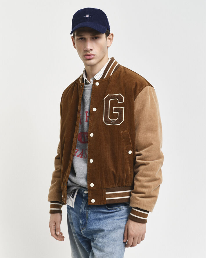 Gant CORD VARSITY JACKET Cacao