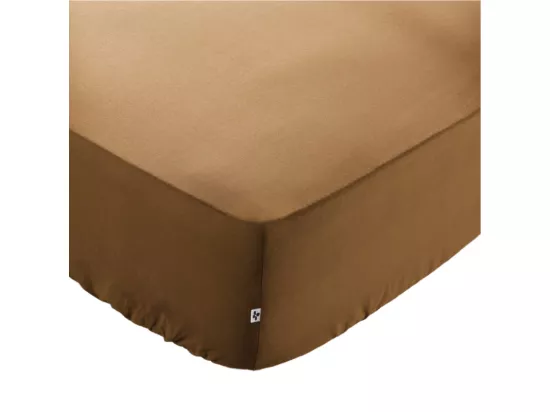 Drap housse 160 x 200 x 30 cm en coton camel - JULIETA