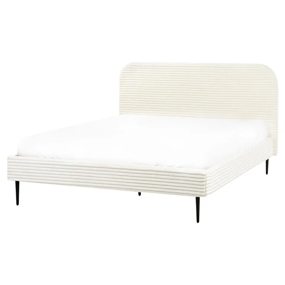 FLAYAT - Tweepersoonsbed - Gebroken wit - 160 x 200 cm - Corduroy