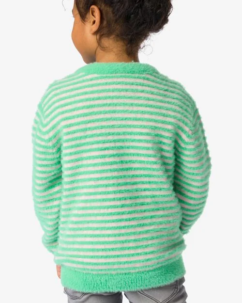 pull enfant fluffy à rayures vert