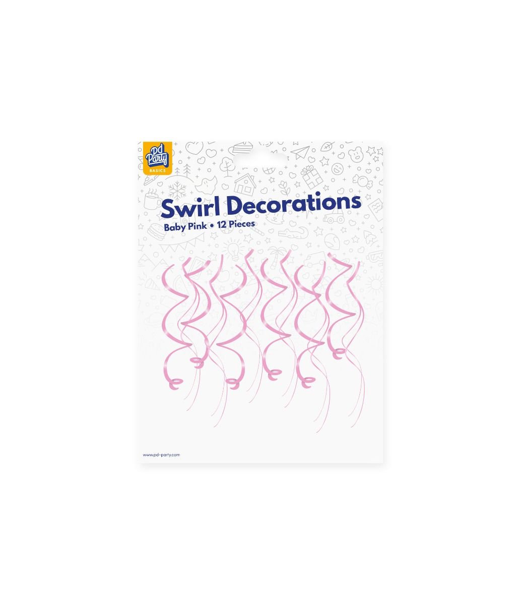 Lichtroze Hangdecoratie Swirls 12st