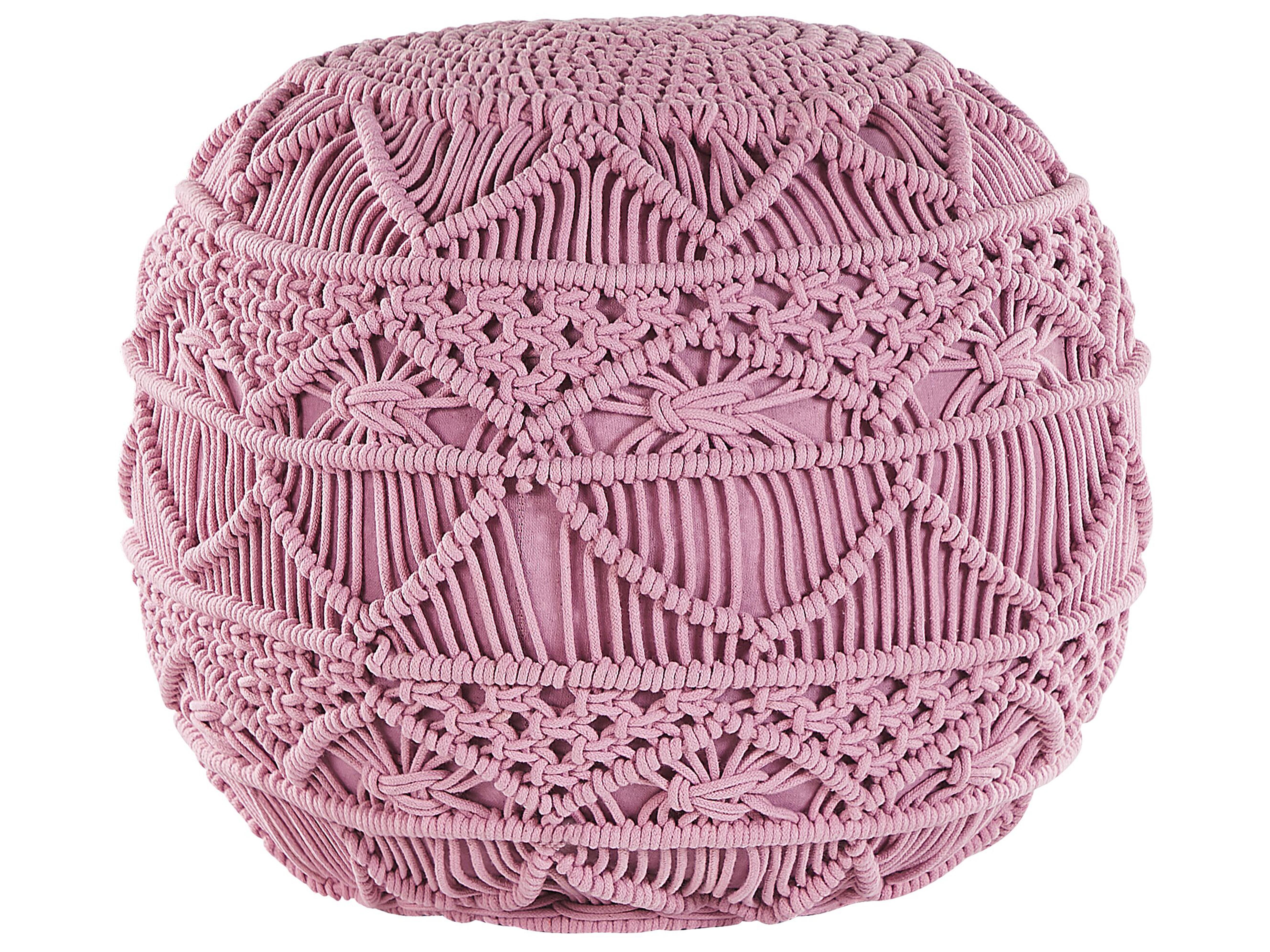 Poef Macramé KAYSERI Katoen Roze