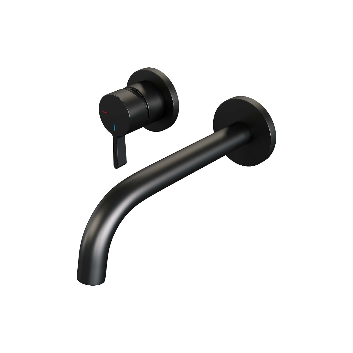 Brauer Black Edition ColdStart wastafelkraan inbouw gebogen uitloop en rozetten model E2 zwart mat