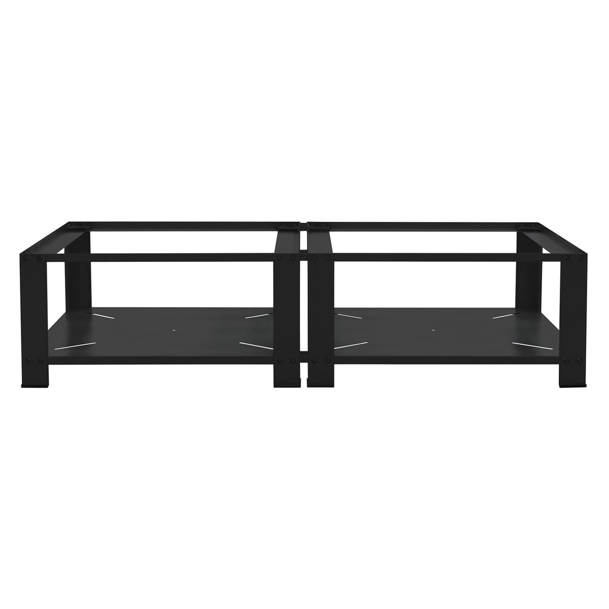 ML-Design Dubbele Wasmachine Basis met 2 Planken, Zwart 128x54cm Staal, 2x 150kg, Stevige Dubbele Wasmachine Basis, 32cm Hoog Platform, Verhoogde Basiseenheid, Dubbele Basiseenheid, Dubbel Platform