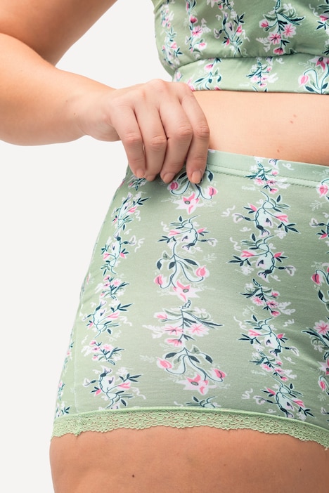 Pantys, 3er-Pack, Spitzensaum, gemustert/einfarbig