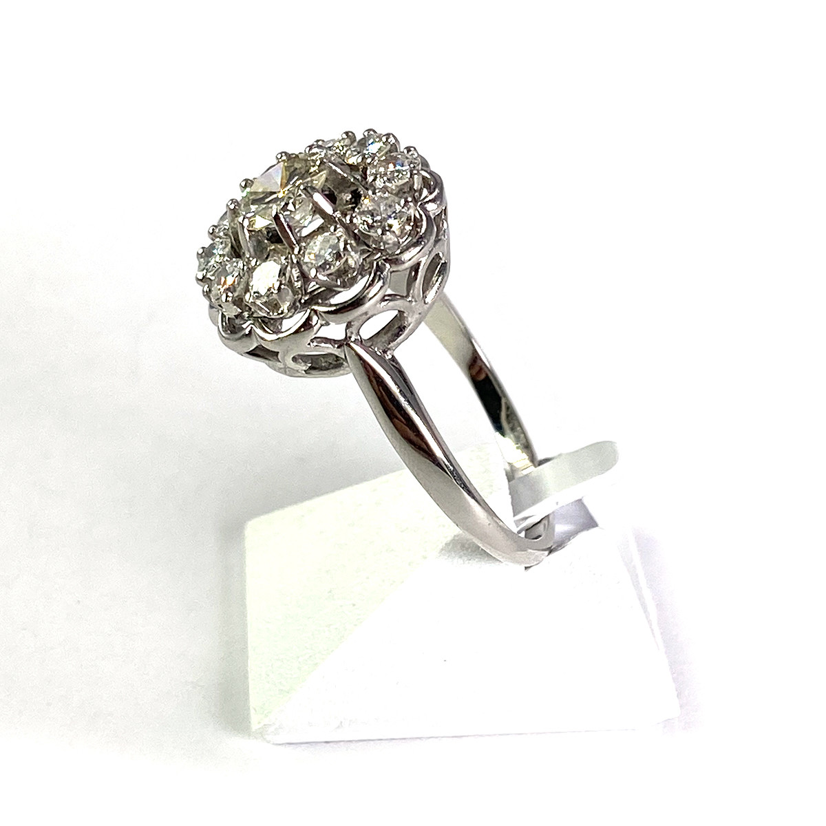 Bague d'occasion or 750 blanc diamants