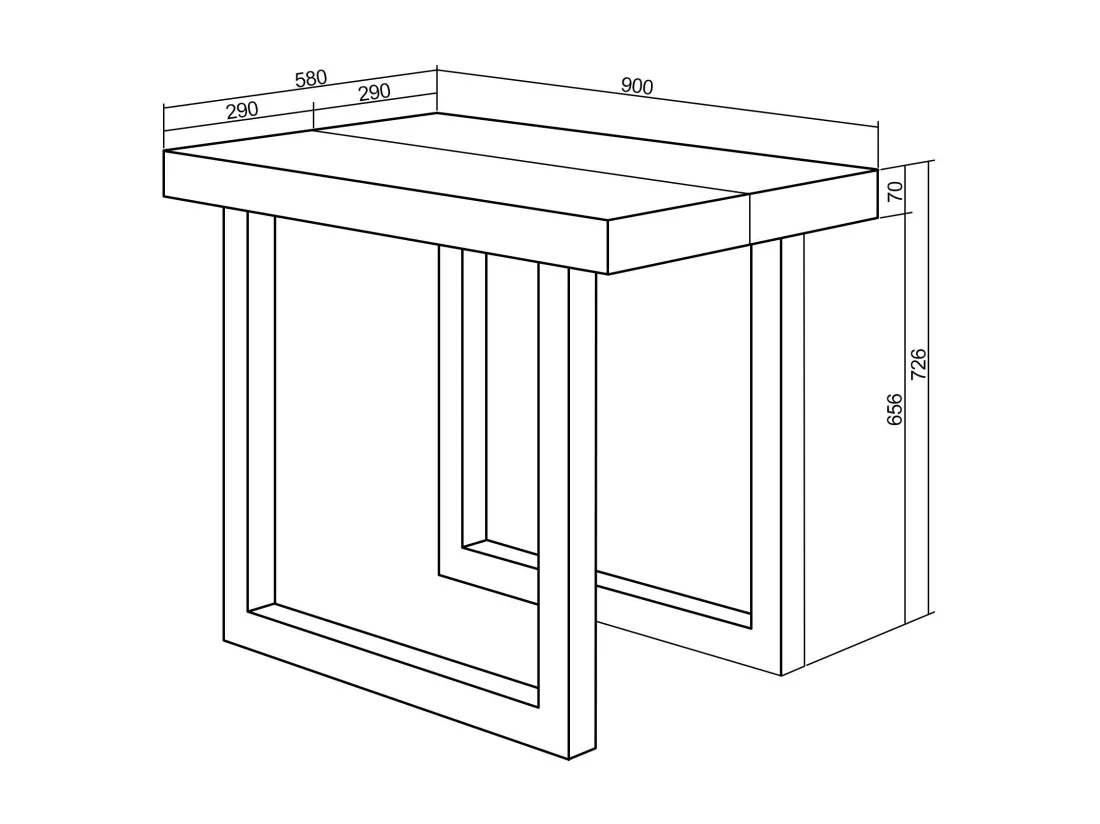 Table console extensible, 140, Pour 6 personnes, Pieds bois massif