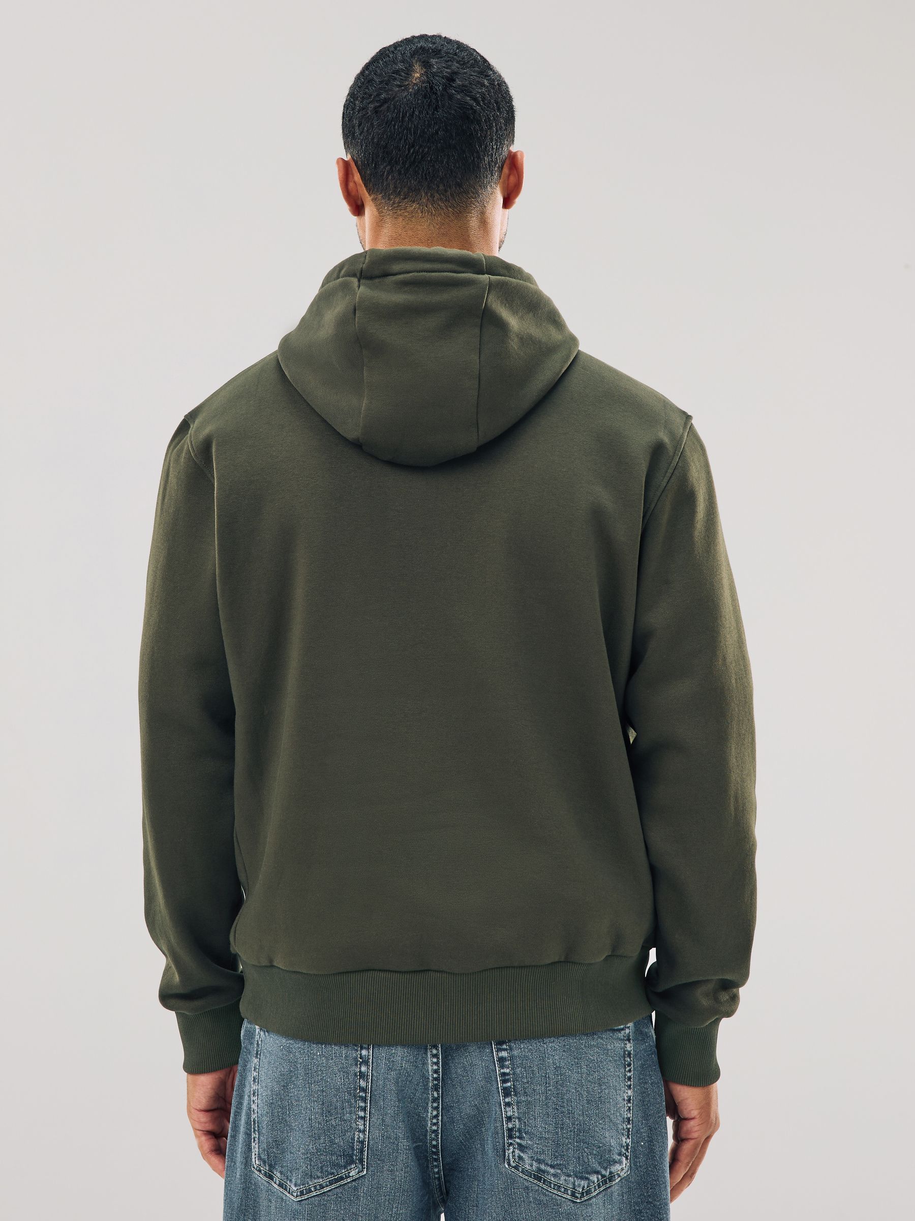 Kakigroen - Normale Pasvorm - Zwaargewicht Cotton Rich Jersey Hoodie