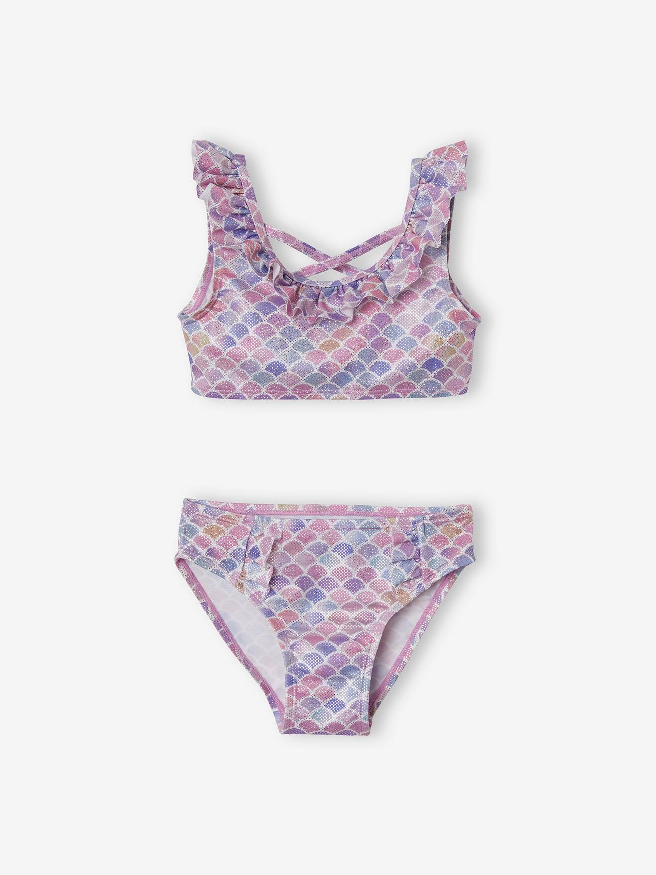 Biquíni sereia para meninas, branco claro bicolor/multicolorido