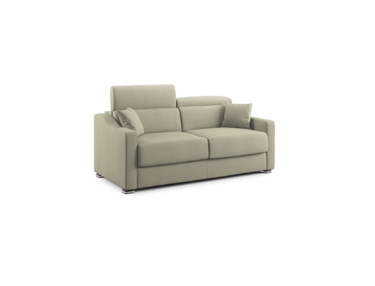 DIVANI.STORE - Canapé lit amber en tissu détachable creme 3 places