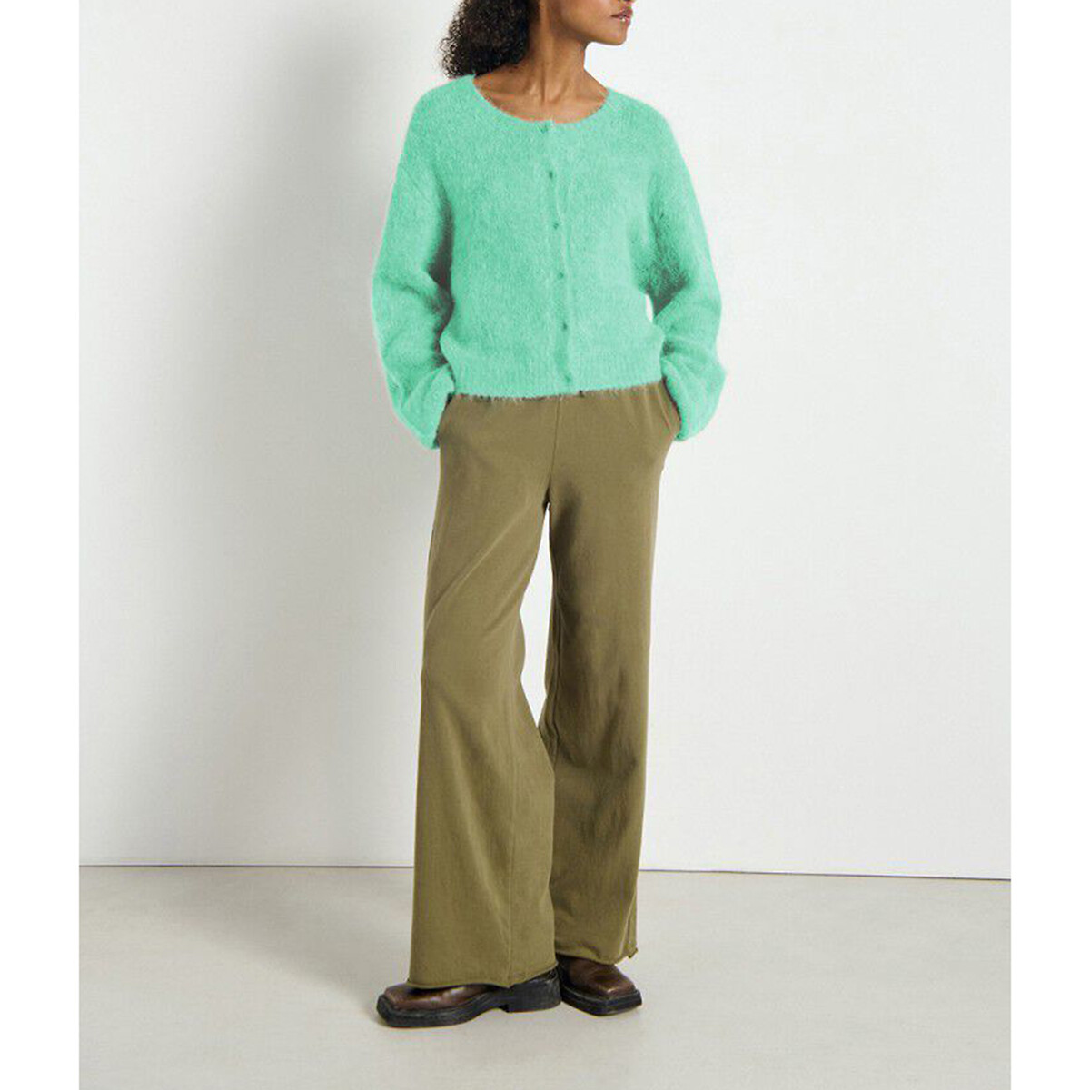 AMERICAN VINTAGE<br>Cardigã curto, gola redonda, mangas compridas, NIBY