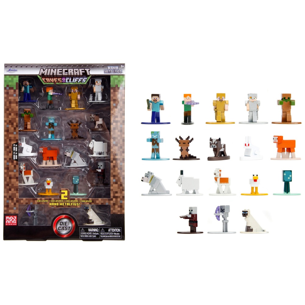 Minecraft – Höhlen & Klippen Nano Metalfigs 18er-Pack