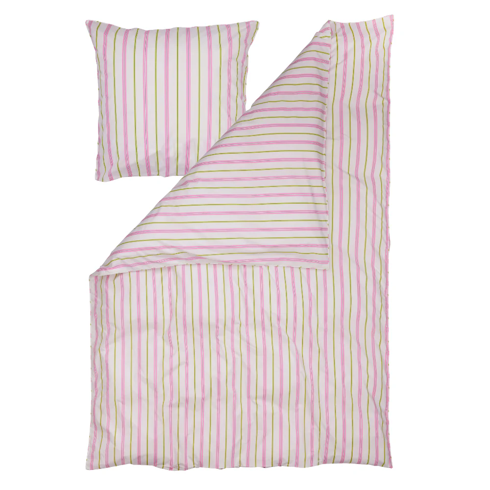 Bahne Interior  Lollipop Stripe sengesæt - pink/grøn