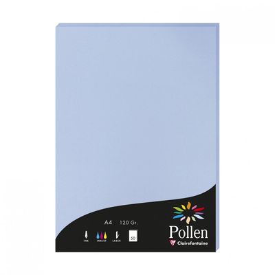 Pollen - 50 Feuilles papier couleur - A4 (21 x 29,7 cm) - 120 g/m² - bleu lavande
