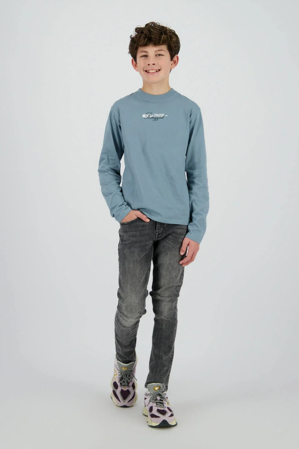 Raizzed longsleeve lichtblauw