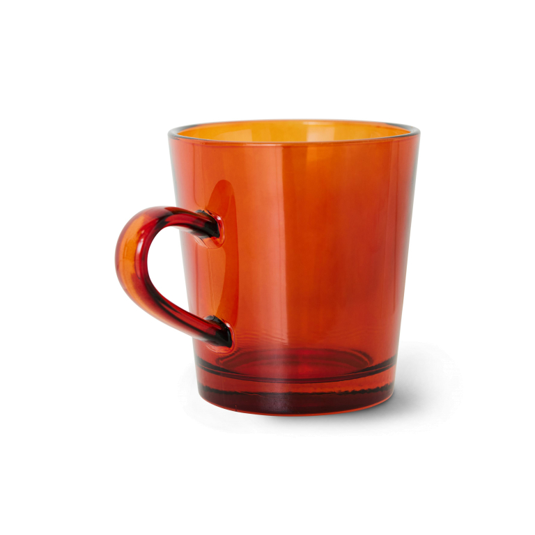 HKliving 70's Glassware koffie mok set van 4 amber brown