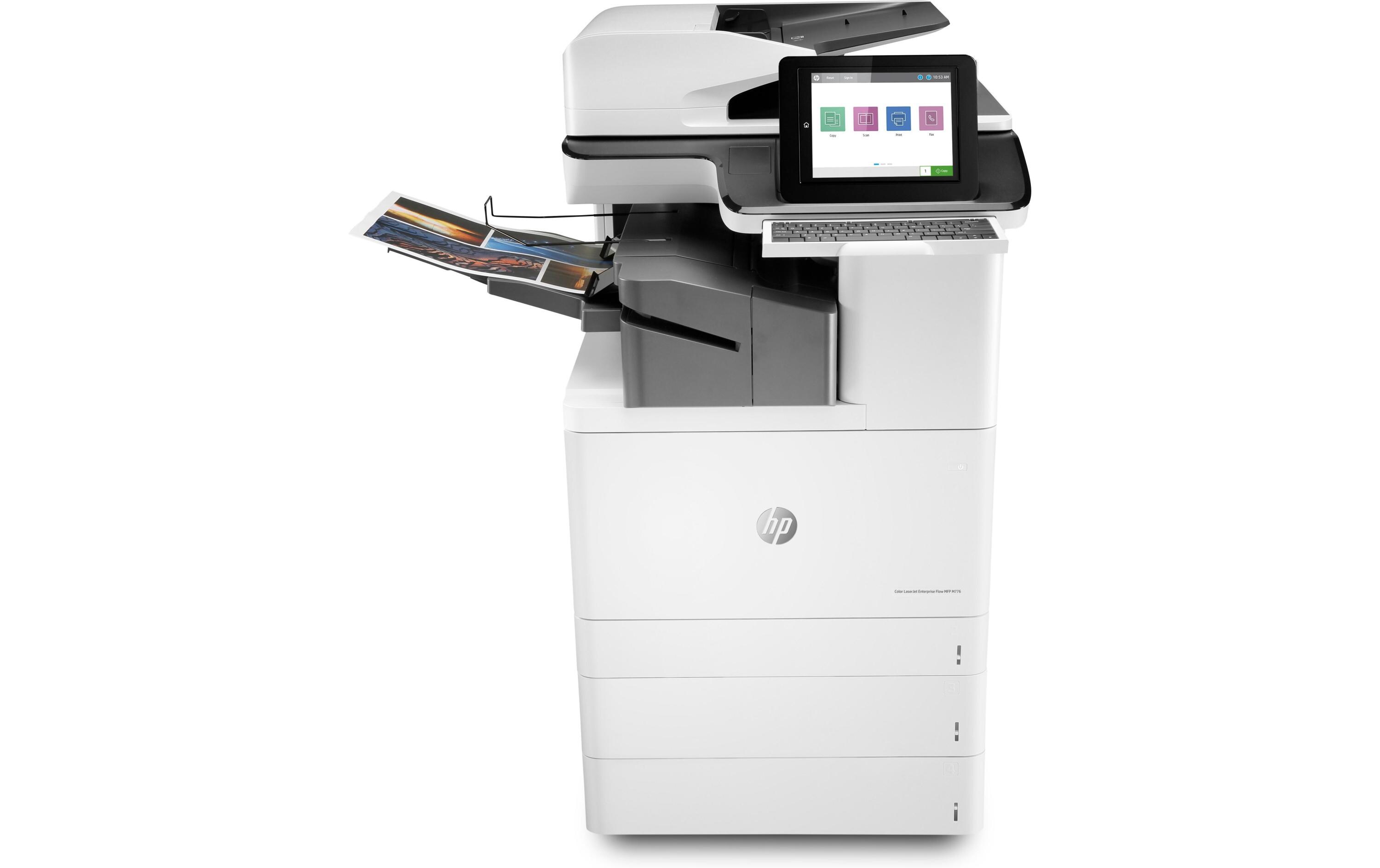 Multifunktionsdrucker Color LaserJet Enterprise Flow M776zs<br>4-in-1 Multifunktionsdrucker mit hoher Druckgeschwindigkeit und vielen Papierfächern sowie umfassende Sicherheitsfeatures für Unternehmen