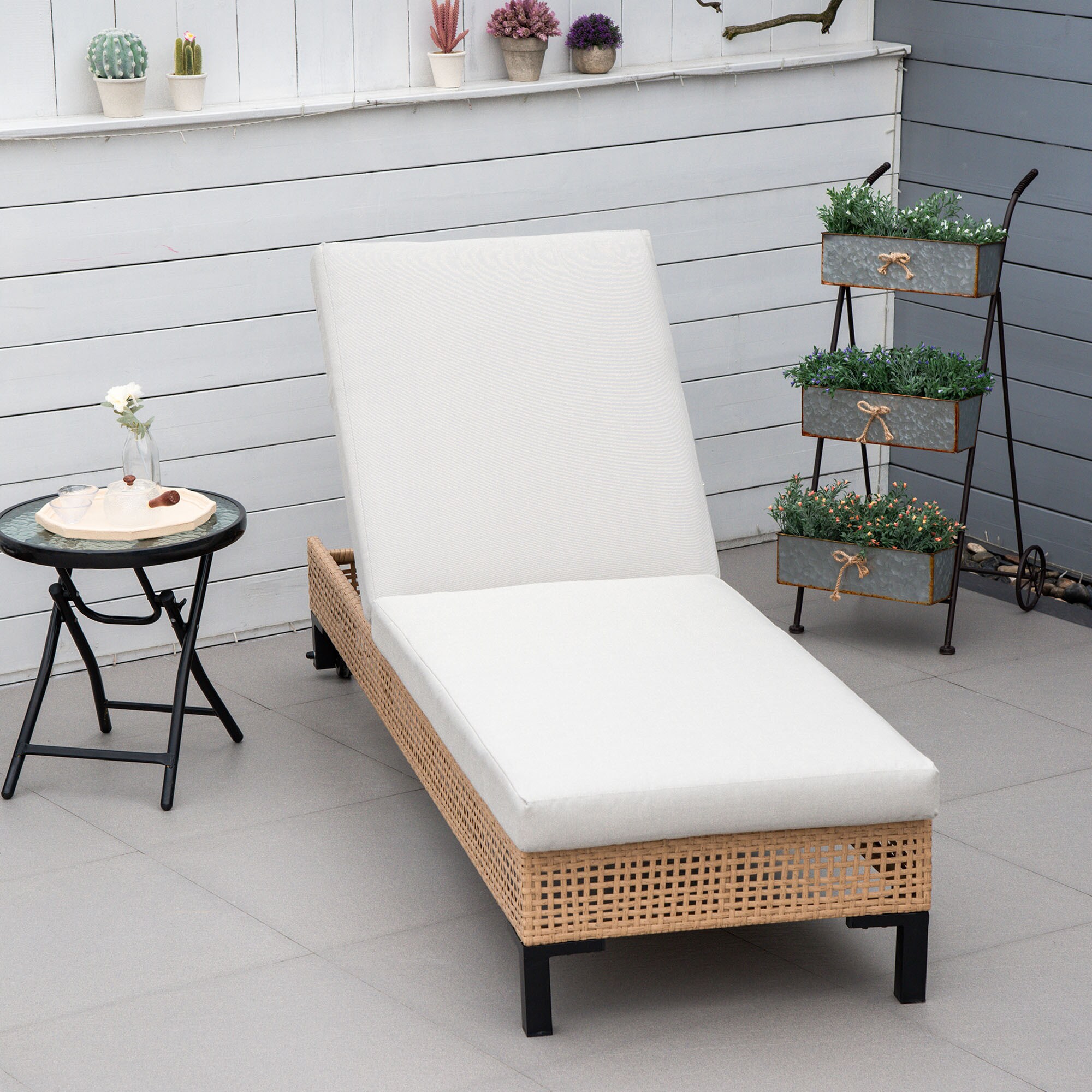 Outsunny Gartenliege mit verstellbarer Rückenlehne bunt 65L x 200B x 31H cm