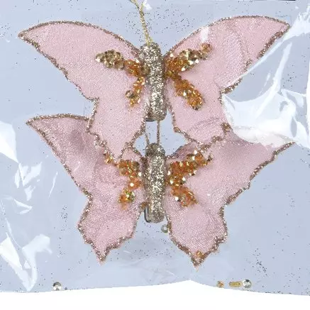 Lot de 2 papillons (H6 cm) Leïla Rose