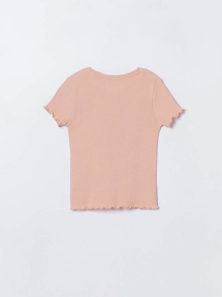 Conjunto de 2 camisetas caneladas - cor pêssego