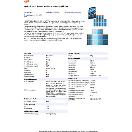 Nerf Elite 2.0-genopfyldningspakke med 50