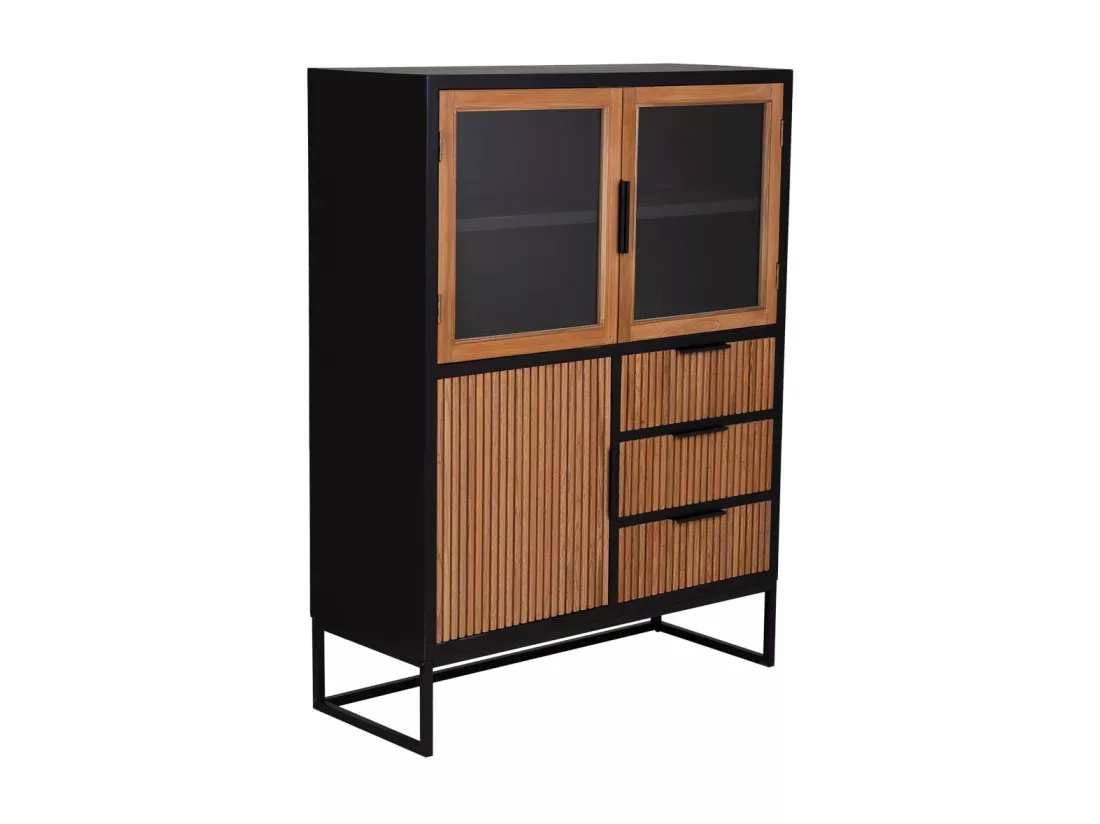 Vitrine 3 portes et 3 tiroirs, bois, 100x40x135h cm