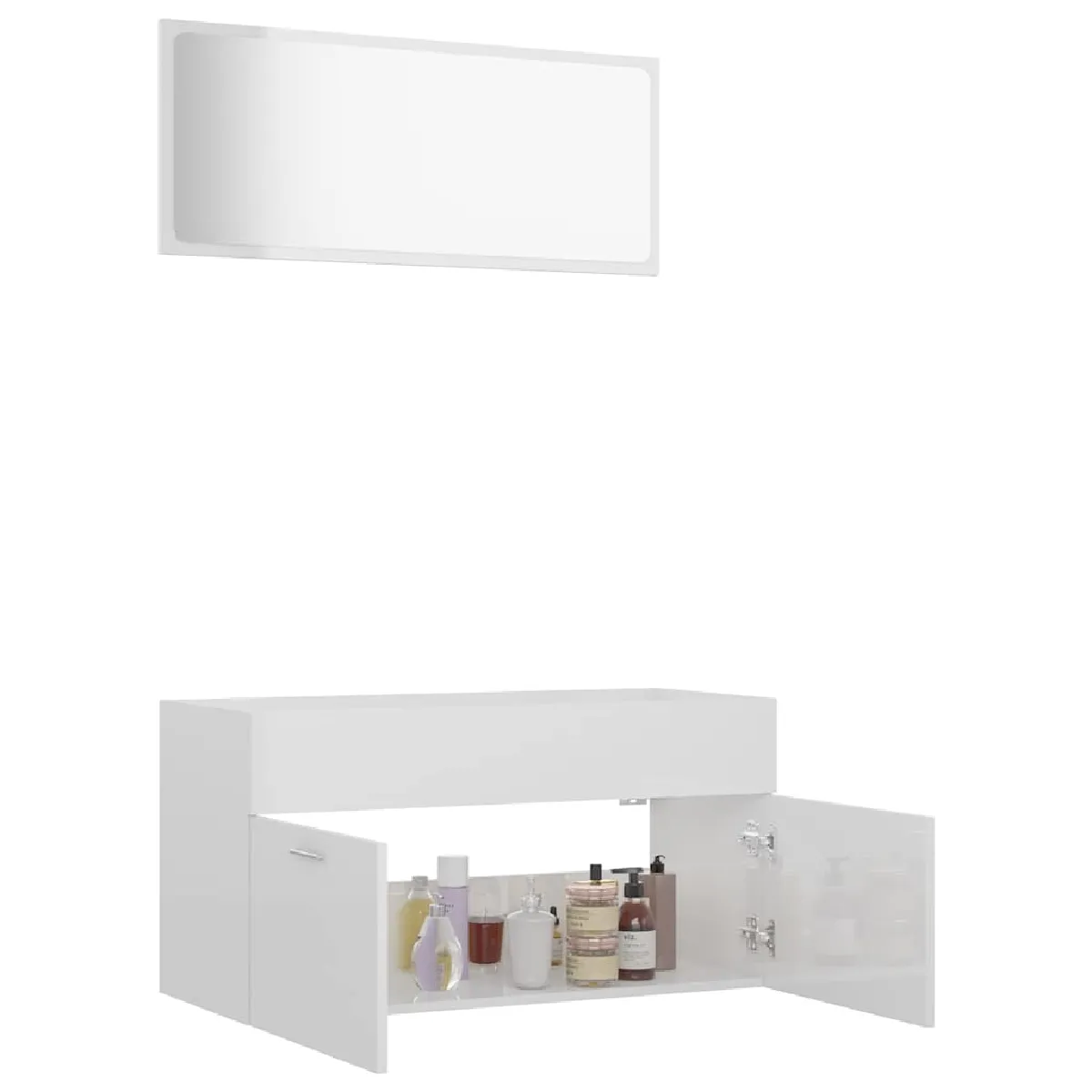 vidaXL Ensemble de meubles de salle de bain - Blanc brillant
