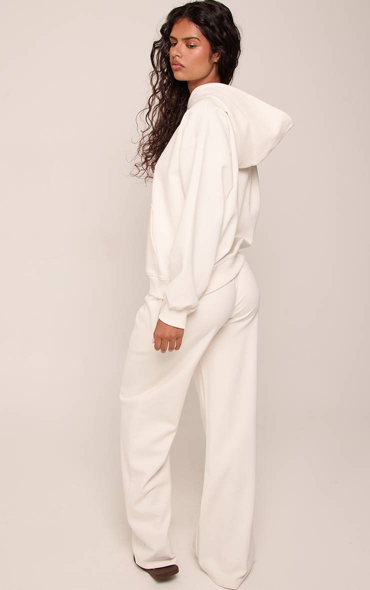 Crème Pantalon De Jogging Large En Jersey Interlock