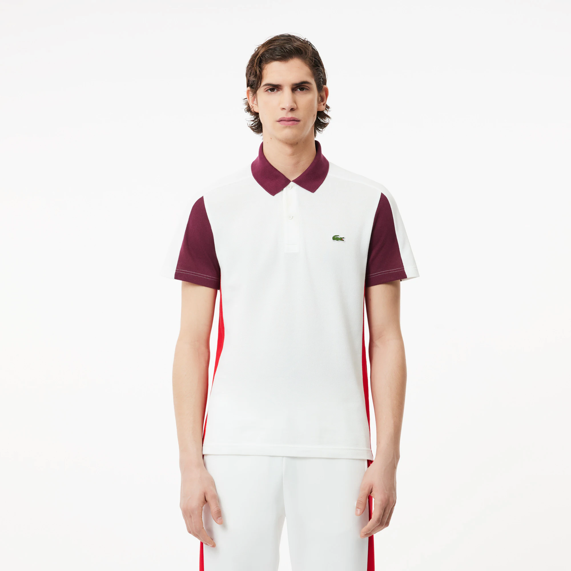 Poloshirt aus Baumwollpiqué mit Colourblock Kurze Ärmel - Weiss - Lacoste - Herren
