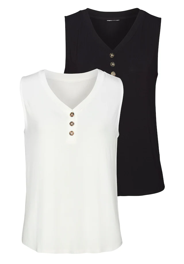 LASCANA Shirttop »mit Zierknöpfen in Hornoptik«, aus weichem Viskose-Stretch