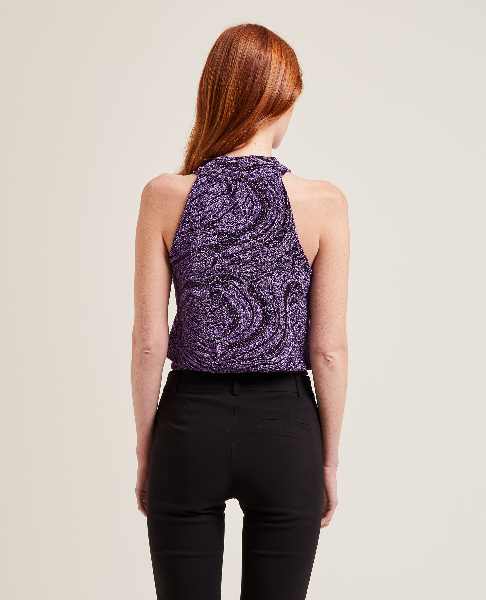 Top pans croisés maille lurex - Violet