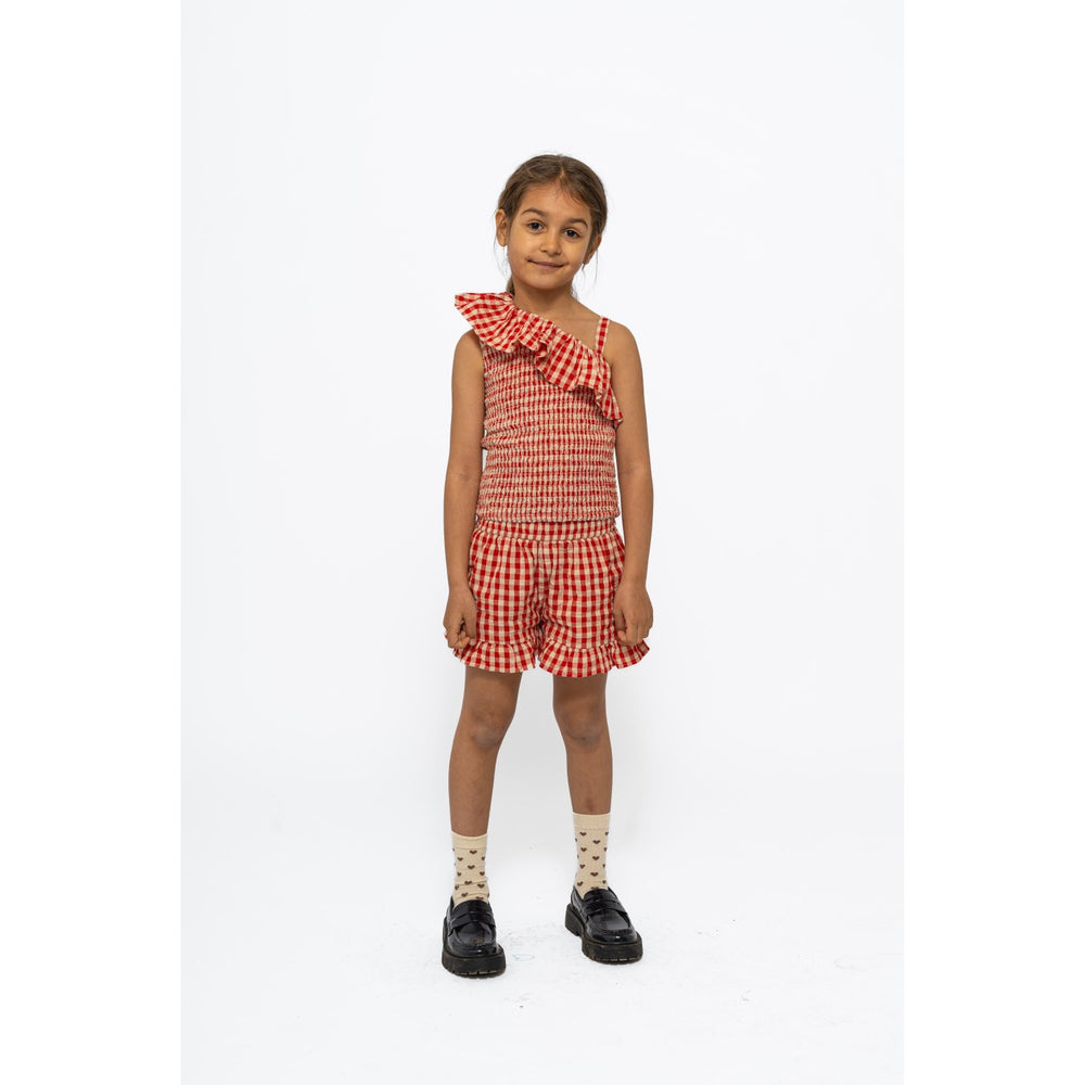 Køb The New Poppy Red Check Nally Kort Top