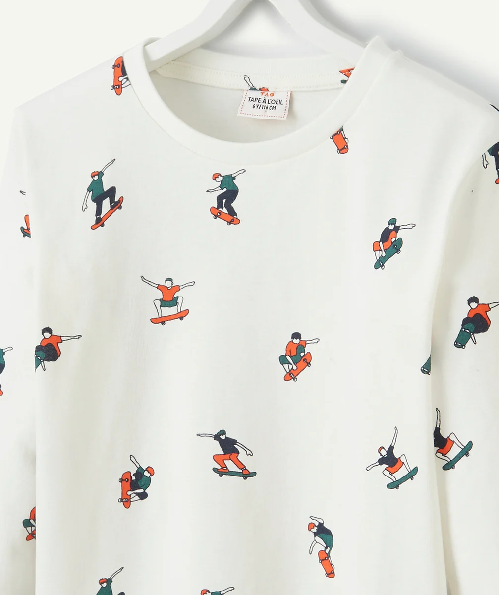 LE T-SHIRT BLANC EN COTON BIOLOGIQUE AVEC ANIMATION SKATE