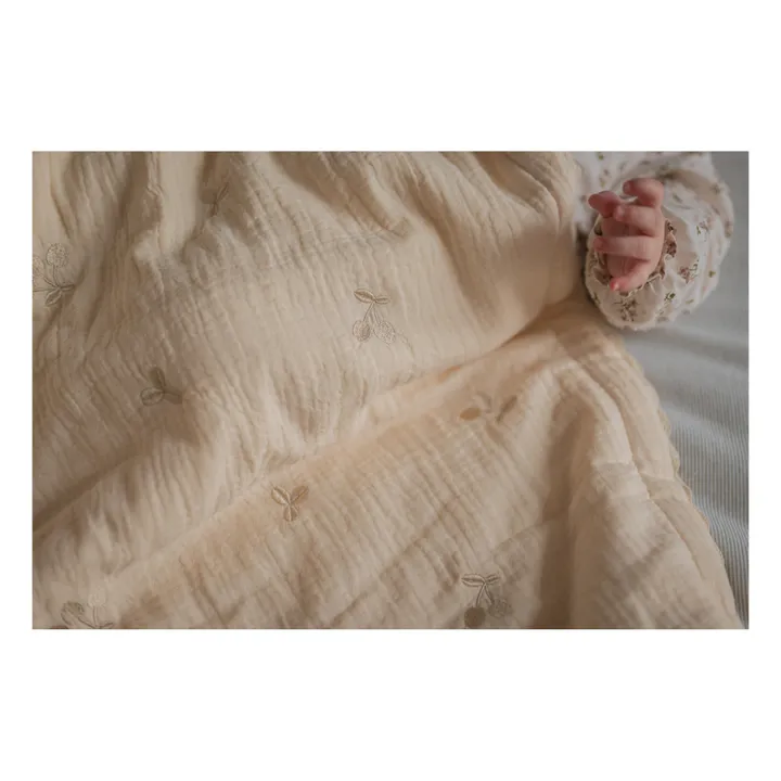 Gentil Coquelicot Couverture brodée trèfles en gaze de coton