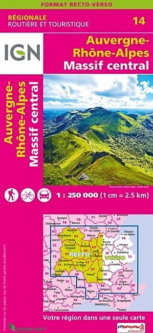 IGN - NR14 AUVERGNE R ALPES M CENTRAL RECTO VERSO