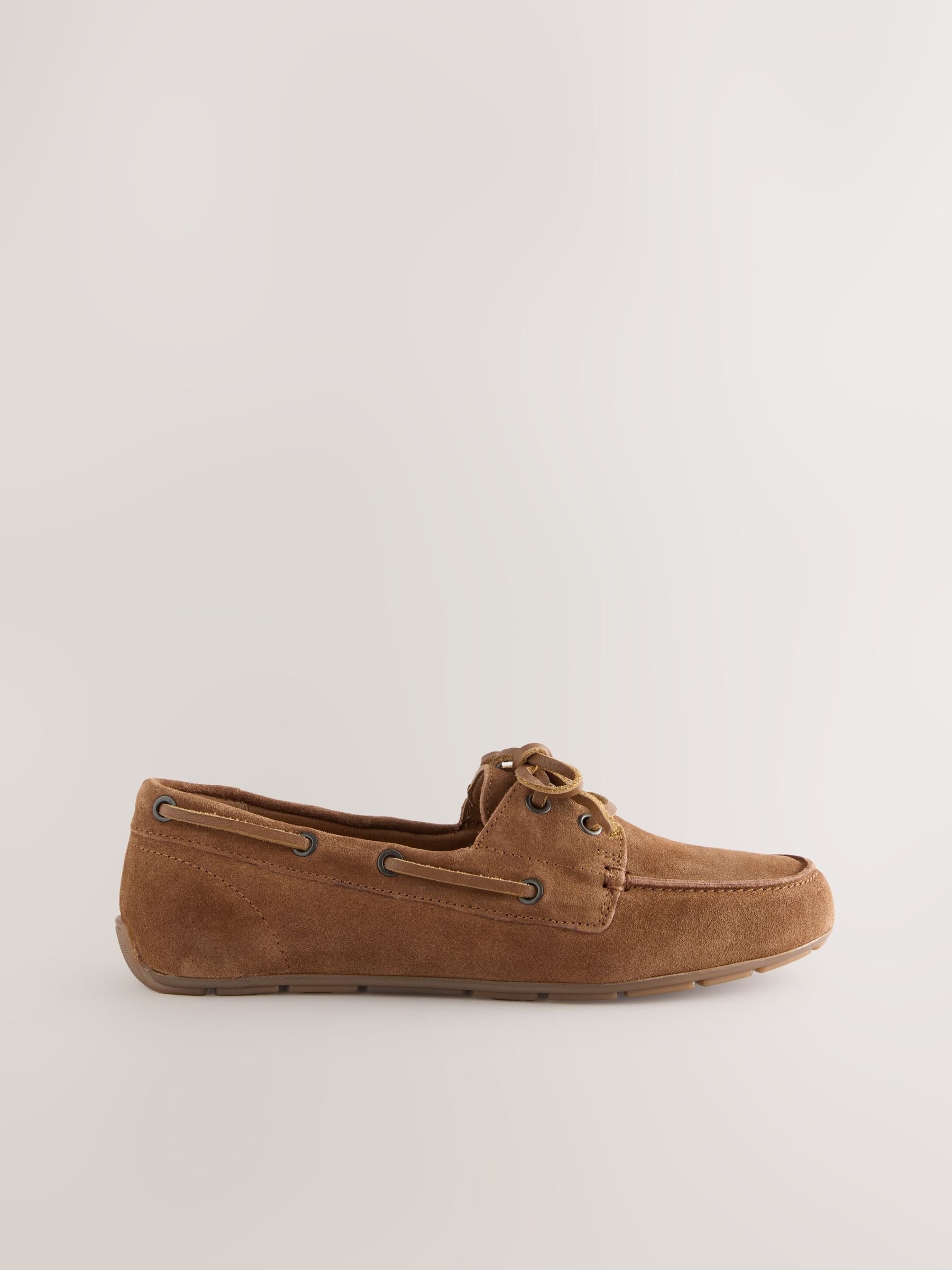Bruin suède - Leren bootschoenen met ronde neus