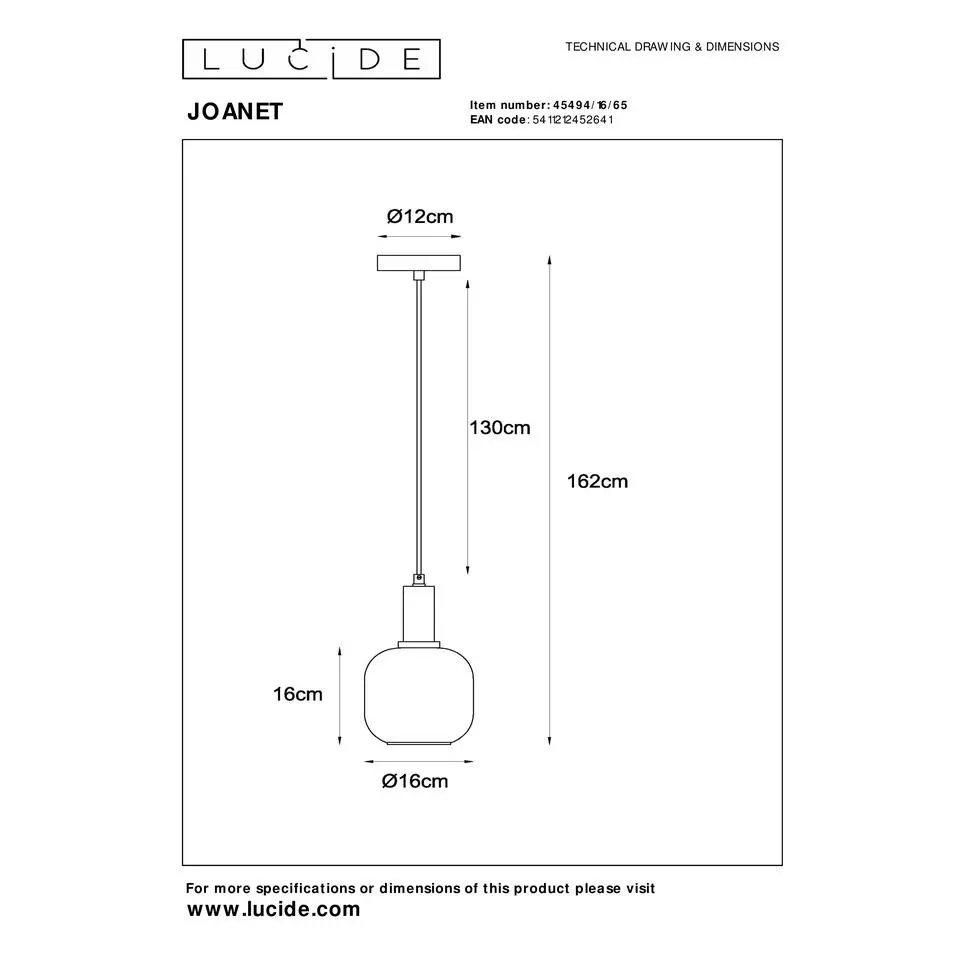 Lucide JOANET Hanglamp - Fumé