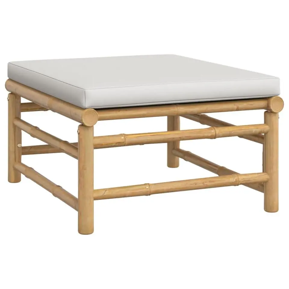 vidaXL - Loungeset - Lichtgrijs - Bamboe - 4 stuks - Met kussens